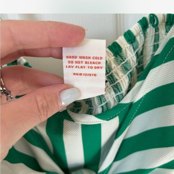 Green Striped Peep Hole Dressy Summer Beach Vacation Lightweight Jumpsuit - Picture 7 of 7